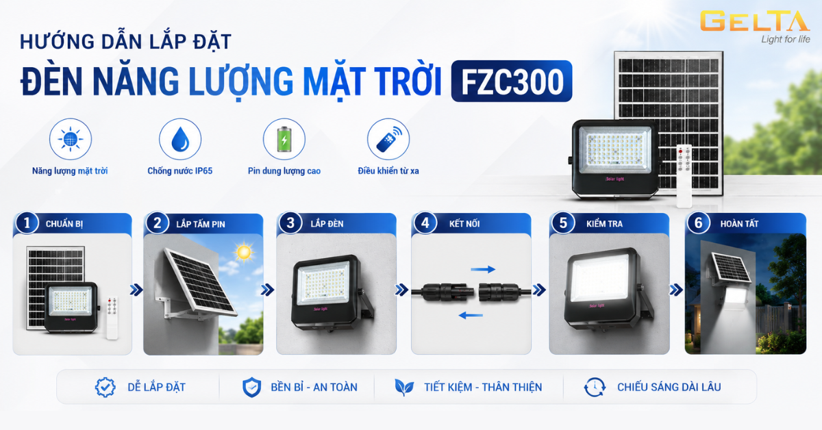 Hướng dẫn lắp đặt đèn năng lượng mặt trời Gelta