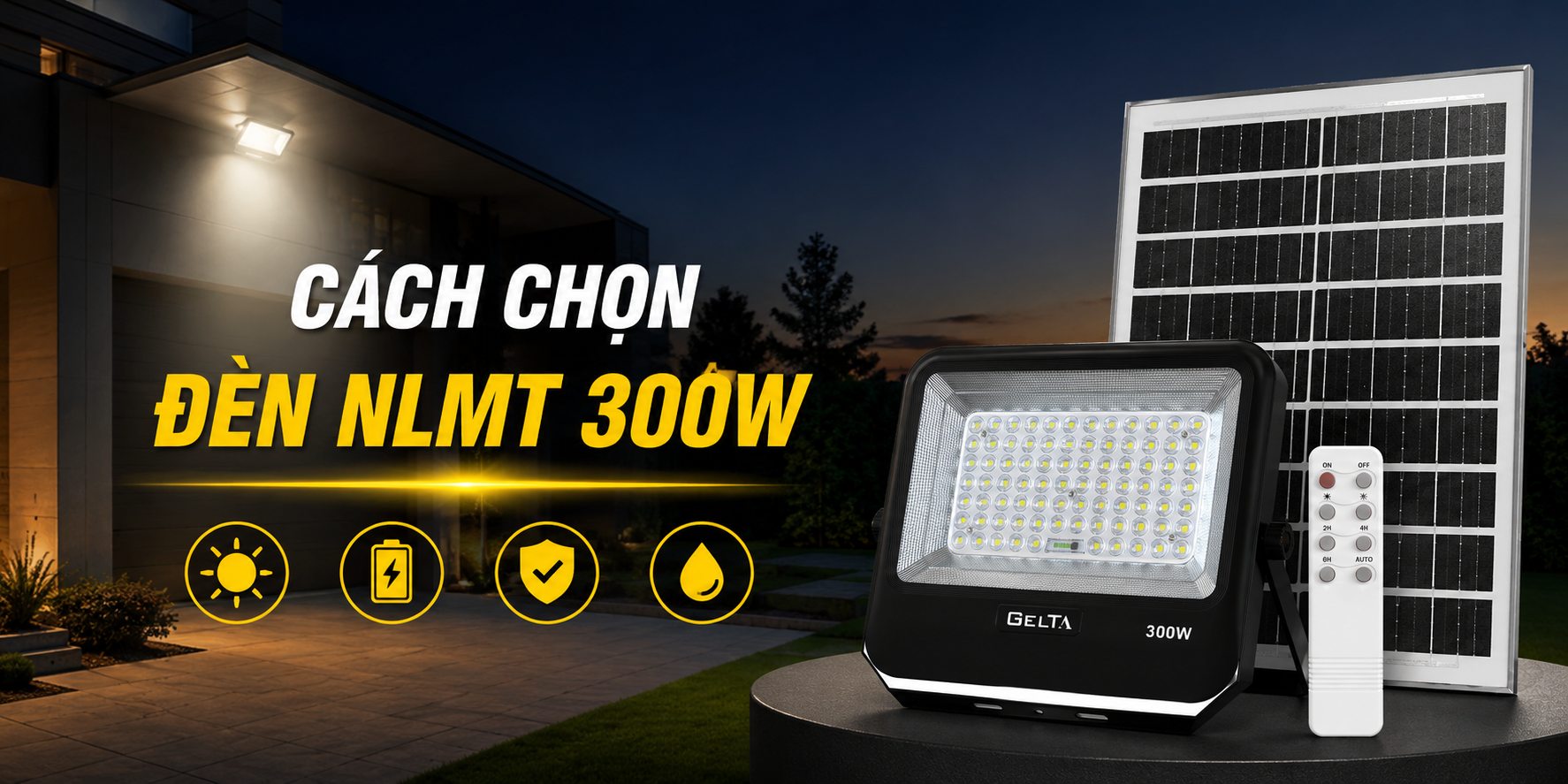 Đèn NLMT 300W cho công trình dân dụng