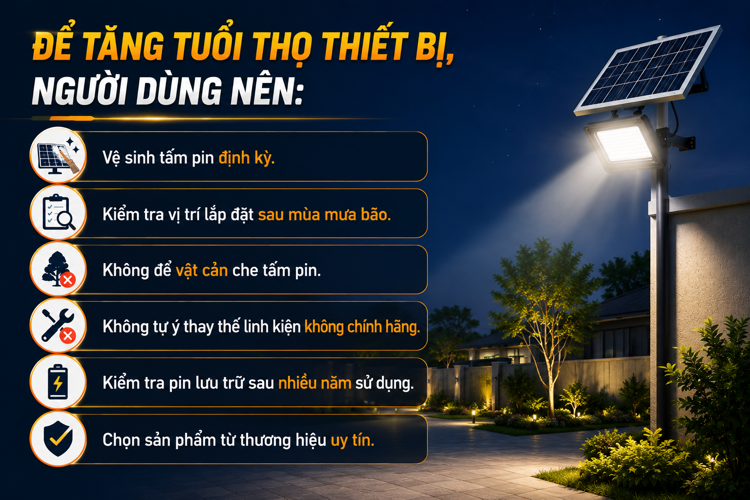 Bảo vệ đèn năng lượng mặt trời ngoài trời